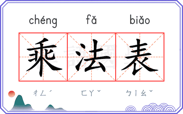 乘法表 乘法表